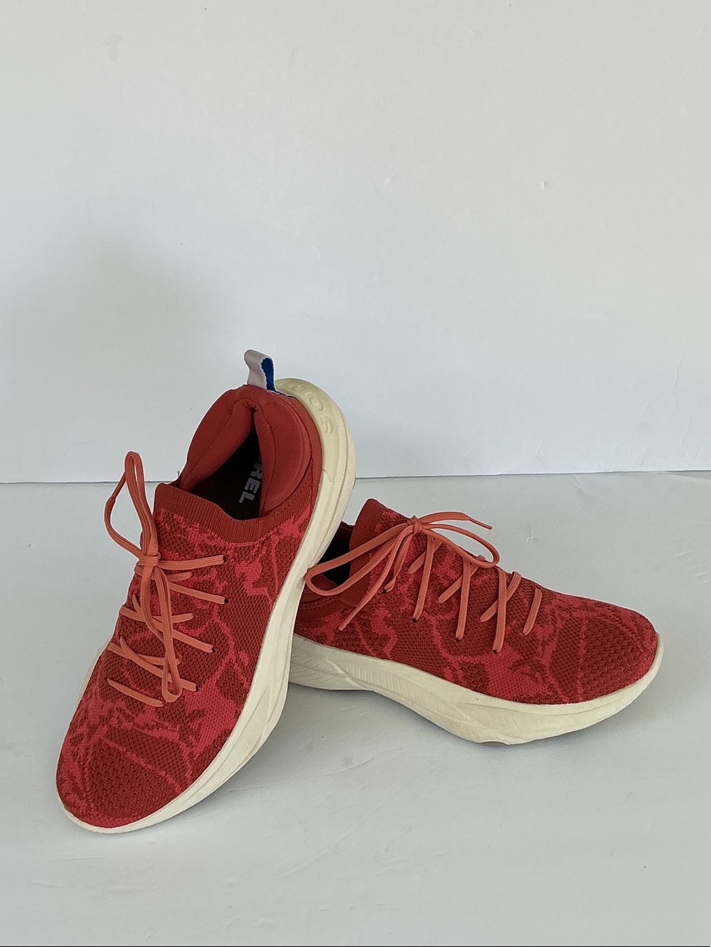 Sorel Explorer Blitz Red Knit Women's Sneakers with Cream Sole